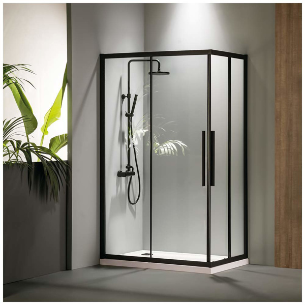 Εικόνα από Καμπίνα Ντουσιέρας Devon Flow Corner Entry  CF7090C-400 90x70cm Black Matt Clean Glass